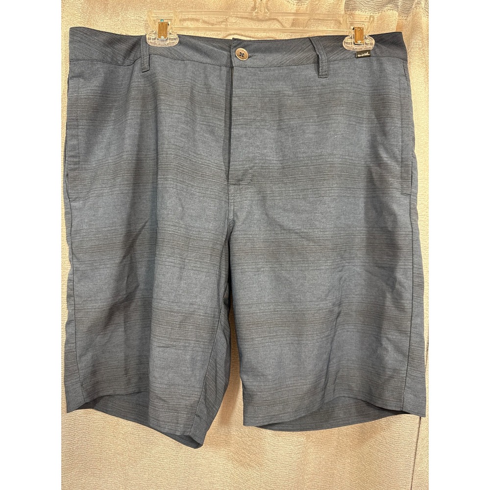 TravisMathew Mens 34 Charcoal Grey Micro Stripe Performance Golf Shorts Stretch